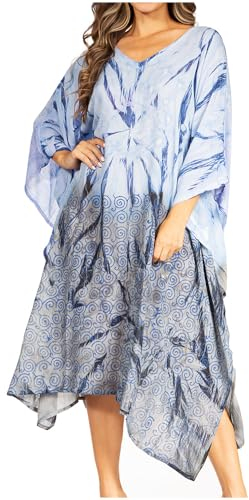 Sakkas 2027 - Clementine Third Damen Tie Dye Kaftan Kleid/Cover Up Strand Kaftan Sommer - 44-Blueblack - OS