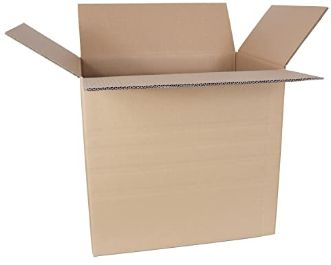 smiley pack 10 Stück Faltkartons 470 x 340 x 430 mm zweiwellig braun | Mit Höhenriller – Versandkarton & Verpackungskartons aus Wellpappe – Pappkarton, Versandbox & Paket