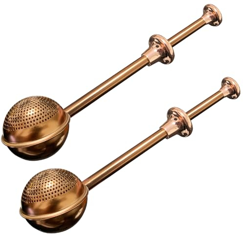 JETKONG Baker's - Varita de espolvorear para azúcar, harina y especias, acero inoxidable en polvo, tamiz de plumero, juego de 2 (marrón)