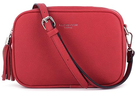 flora & co Sac Caméra Bandoulière Femme Double Zip Frange - Sacoche Porté Epaule Croisé Forme Rectangle - Besace Ville Fourre-Tout Similicuir Grainé - Tendance Mode