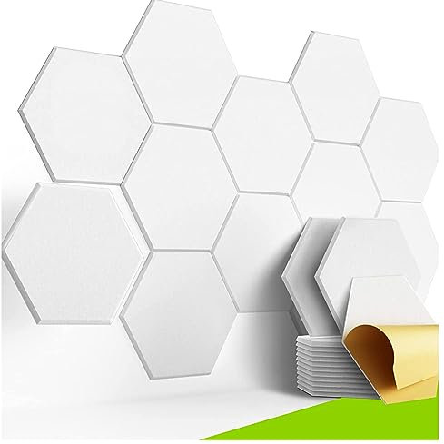 Mousse Acoustique Pas Cher Antibruit Auto-Adhésif Isolant Phonique Plafond Hexagonale Respectueuse De L'Environnement Panneau Acoustiques pour La Décoration Murale Et Les Mesures Acoustiques 12 Pièces