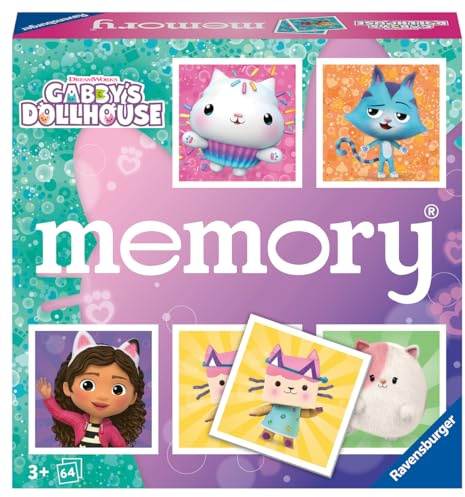 Ravensburger 22596 Memory® Gabby's Dollhouse - Der Spieleklassiker für Fans der Vorschulserie Gabby's Dollhouse, Merkspiel für 2-8 Spieler ab 3 Jahren
