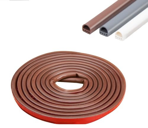 ZJT 6M Türdichtung Dichtungsband Selbstklebend, Dichtung Türrahmen Flexibel, Gummidichtung Abdichtungsband Wasserdicht, Fensterdichtung für Windschutz, Lärm (9 x 8 mm, Braun)