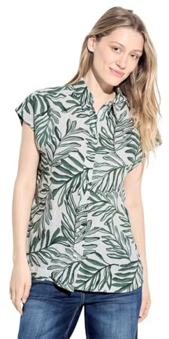 Cecil Damen Leinenbluse mit Print Strong Khaki, XXL
