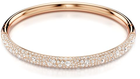 Swarovski Meteora bangle, Snow pavé, White, Rose gold-tone plated