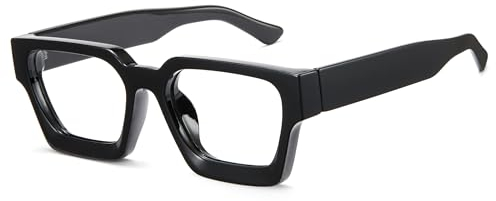 Cyxus Occhiali Nerd Retrò Occhiali Luce Blu Uomo Donna Moda Occhiali Da Computer Anti Mal di Testa Affaticamento Degli Occhi （8143T01 Nero）