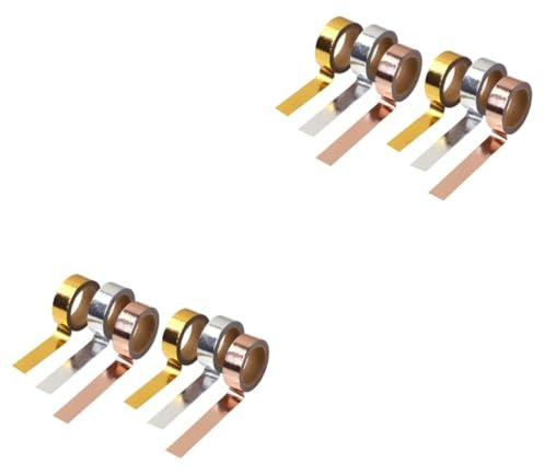 STOBOK 2 Sets Abdeckband-aufkleber Zarte Vergoldungsbänder Für Dekorative Etiketten Tagebuch Handkonto Klebeband Verpackung Roségold 6 Rollen X 2
