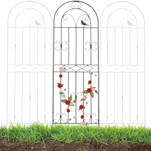 Treillis Plante Grimpante Extérieur,Grande Support pour Fleurs Grimpantes Lot de Treillage de Jardin en Fer Forgé pour Rosiers Jasmin Décoratif Métal (Color : Black, Size : 50x220cm/19.7x87in)