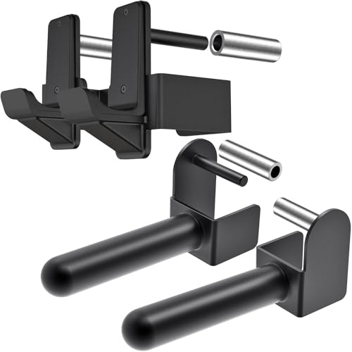 Kipika Juego de ganchos en J y soporte para discos de peso para rack de potencia de 3 x 3 pulgadas con agujero de 5/8 pulgadas o 1 pulgada. Accesorios de estante para sentadillas para entrenamiento de