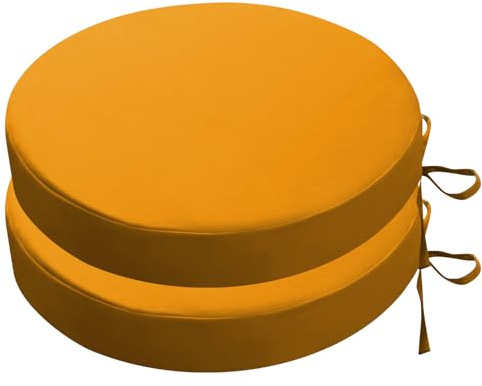SK Studio 2er Set Stuhlkissen Outdoor wasserdicht Polsterauflage Stuhlauflage Kissen Sitzkissen Bezug abnehmbar mit Eckbändern für Haus und Garten Gelb, 56x56x8cm