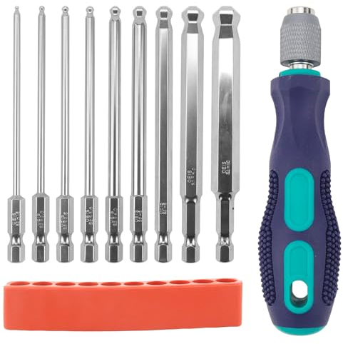 LPZMPZ 10 Stück Kugelkopf Innensechskant Bit Set Lang mit Griff - Magnetischer Schraubendreher 100mm Sechskant H1.5/2/2.5/3/4/5/6/8/10mm