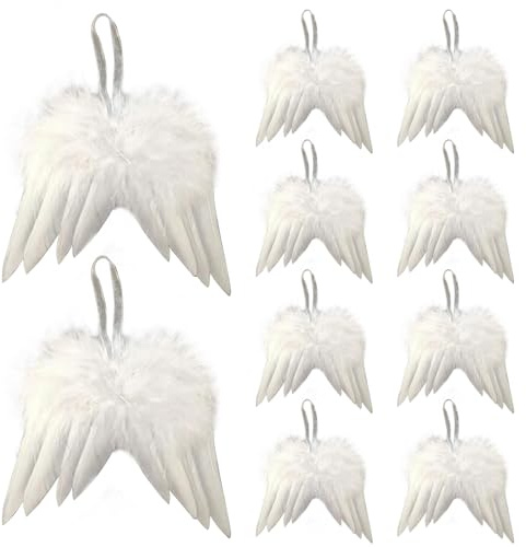 10 Stück Engelsflügel Weiß Engelsflügel Deko Engelsflügel Federn Engel Flügel Anhänger Deko Weiß Federn Weihnachten Angel Wings Anhänger Weihnachtsbaum Deko