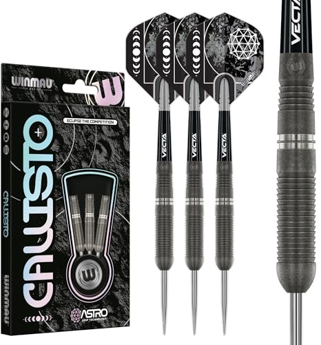 WINMAU Darts Callisto 26g 90% Professionella Volfram Stålspets Dartset med Dartflyg och Dartstammar