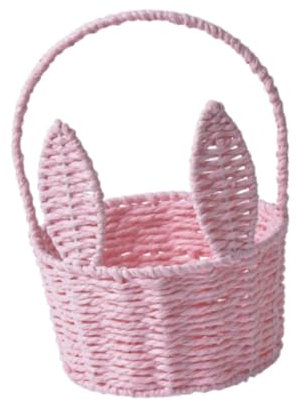 JISADER Geflochtener Blumenkorb, Osterhasenkorb, Ostereierkorb, Aufbewahrungskorb für den Urlaub, Rosa