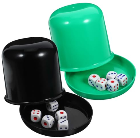 Lot de 5 pièces de jeu de dés avec gobelet à dés épais et dés - Shaker créatif pour fête et bar - Pour jeux de société