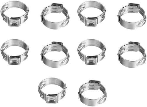 SFQEVHRZ Hose clamp， 304 Single Ear Hose Clamp Stainless Steel 10 PCS 5.3-42mm Assortment Kit Ear Pipe Clips for Sealing Kinds of Hose,(6.8 8.0 mm)