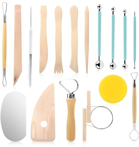 17 PCS Outil Modelage Argile, Outil Sculpture Modelage, Outil Modelage Clay Sculpting Tools,kit poterie,Outils de Sculpture,pour Céramique, Art Gaufrage, Menuiserie, Artiste DIY