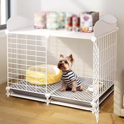 Kleiner Hundekäfig Top Upgraded Shelving Enclosure Thickened and Hardened Indoor Dog Crate for Small and Medium Sized Dogs Black White