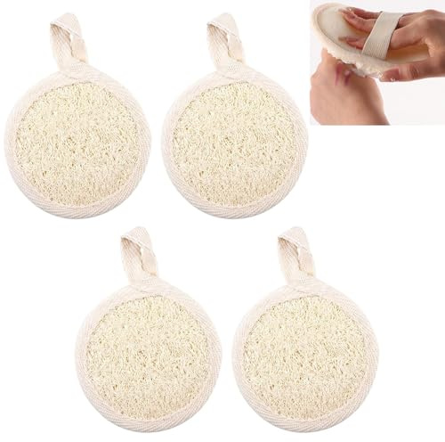 4 Pezzi Scrubber Viso Esfoliante in Luffa,Combinato Esfoliante Con Spugna in Luffa,Scrubber in Loofah Naturale,Spazzola Esfoliante in Spugna di Loofah Naturale,Senza Danneggiare Pelle,per Donne Uomini