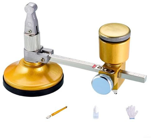 Sileduove Glass Circle Cutter 20cm Diameter Cutting Tool for Hobbyists Craftsmen with Carbide Blade Adjustable Scale Comfortable Grip(A)