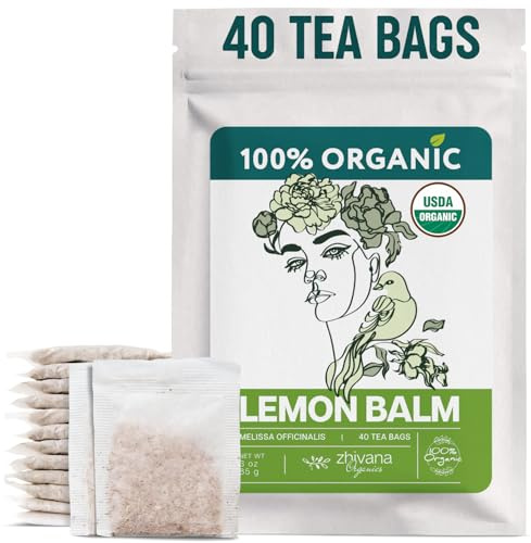 Lemon Balm Tea Organic (40 Tea Bags) - Melissa Tea, Te de Tolonjil – Calming Herbal TeaBags for Sleep, Emotional Balance