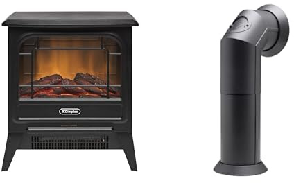 Dimplex MicroStove Optiflame Small Black Electric Stove Fire and Stove Pipe Accessory for Electric Fires