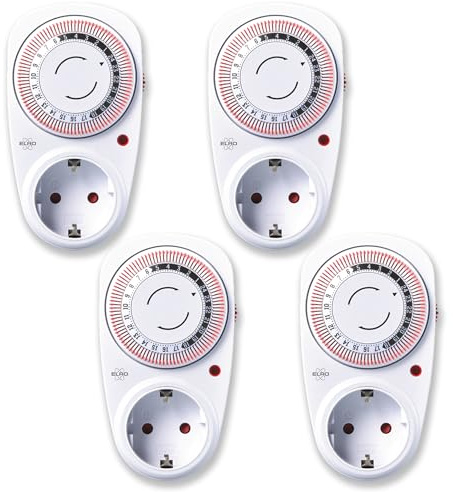 4-Pack ELRO TI1500 Mechanische Zeitschaltuhr | Kompakt |15 Minuten Schaltzeit | Bis zu 3600W | Inneneinsatz