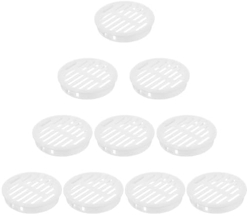 10 rejillas de ventilación redondas, 60 mm, rejilla de plástico blanca, rejilla de ventilación para baño, cocina, armario