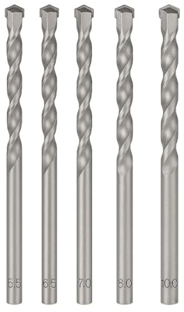 JD Brands Masonry Drill Bits – 5.5mm, 6.5mm, 7mm, 8mm & 10mm – Concrete, Brick, Block, Stone & Wall Drilling Bits – Durable Tungsten Carbide Tip for Power Drills (Full Set)