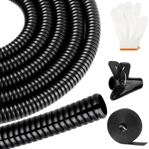 NZNSML Flexible Split Conduit 18.5mmx10m Underground Split Cable Protector | Animal Proof Flexible Split Conduit Cable Management Tidy Sleeve for TV PC Computer Electrical Wire Office Home Garden Black