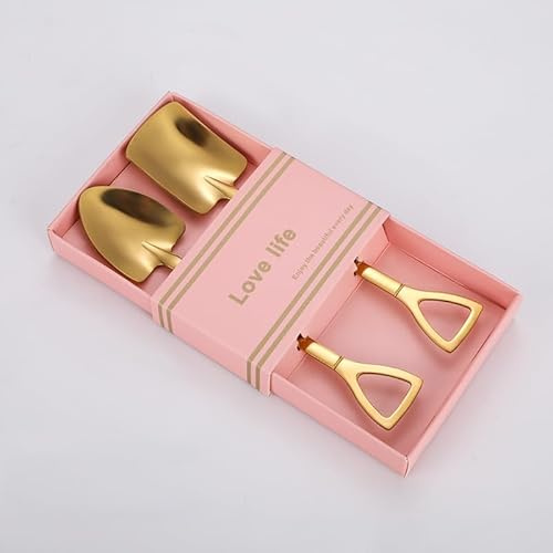 Golden Stainless Steel Golden Shovel Spoons for Desserts Coffee Tea Shovel Spoon Set Grapefruit Spoons Set of 2 Ice Cream Spoons Gifts for Ice Cream Lovers House Warming Gifts