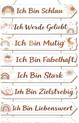 Zamety Kinderzimmer Deko Mädchen Holzschild, Spruch Motivierenden Wanddeko | Insirierende Zitate Wandbild, Regenbogen Schild, Wandschild für Babyzimmer Schlafzimmer Geschenk