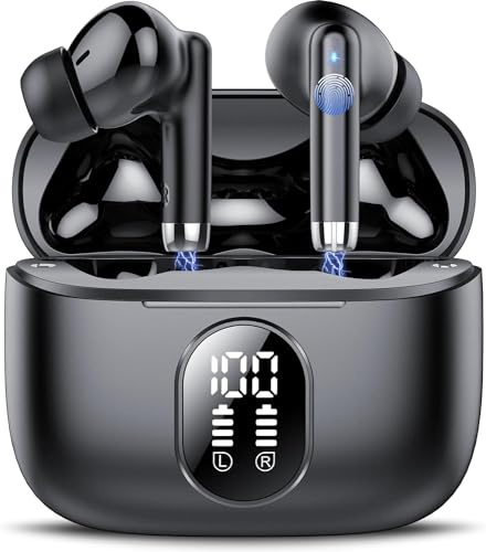 2026 Nuevo Auriculares Bluetooth, Auriculares Inalambricos Bluetooth 5.4 HiFi Estéreo con 4 ENC Mic, 40H Cascos Inalambricos Bluetooth con Pantalla, Audifonos Inalambricos para Android iOS, Negro Puro