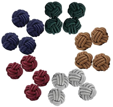 TEOZBLU 5 Paires Bouton De Manchette Homme Noeuds De Soie, Boutons De Manchette Pour Hommes, Boutons De Manchette En Tissu Pour Hommes Nœuds Tressés Boutons De Manchette Pour Homme/Femme Chemise/Robes