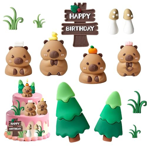 13 Stück Capybara Tortendeko, Capybara Geburtstag Deko Capybara Kuchen Tortendeko Capybara Figuren, Tortendekorationen Tiere Torte Deko Mini Capibara Happy Birthday Partyzubehör für Geburtstags Deko