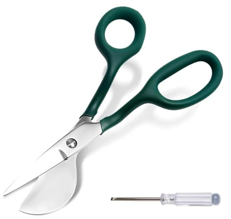 LEONTOOL Entenschnabelschere für Linkshänder mit Schraubendreher, Entenschnabelschere für Teppichhaar, 17,8 cm (7 Zoll), gebogener Griff für Stickerei, Stoff, Nähen, Kunsthandwerk