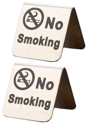 Hemobllo Lot de 2 Panneaux Interdiction de Fumer en Acier Inoxydable Double Face Format Triangulaire Signalisation Bureau et Table Usage Intérieur pour Restaurants et Lieux Publics
