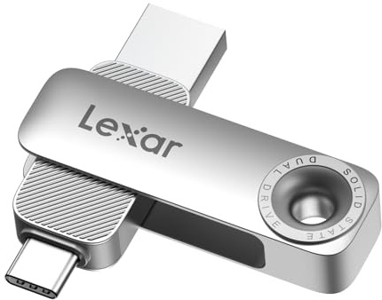 Lexar D50E 1TB USB-Stick, Dual-Laufwerk, Bis zu 400 MB/s, USB-C/A | Solid State Dual Drive, USB-Stick mit Lesen bis 400 MB/s, Schreiben bis 360 MB/s, Metallgehäuse Klappdesign, für iPhone 17