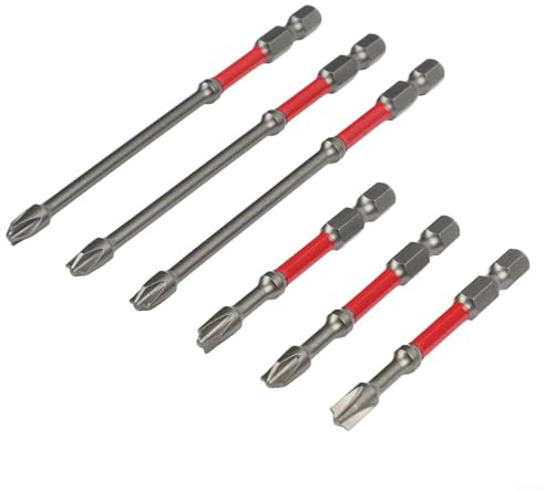 Puntas de destornillador de cruz ranuradas especiales para electricista, FPH2 Juego de brocas de acero de aleación de 6 mm HRC63, 65 mm y 110 mm de longitud para interruptor de enchufe y circuito