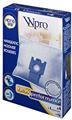 Wpro 4 Replacement Vaccuum Cleaner Bags and 1 Replacement Motor Filter, Suitable for Various Models of Hanseatic, Hoover and Rosieres Vacuum Cleaners