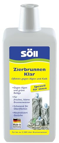 Söll 80830 ZierbrunnenKlar 1 l - effektiver Zierbrunnenreiniger, Brunnenreinigung für Zimmerbrunnen Dekobrunnen, gegen Algen und Kalk