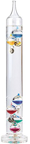 PEARL Glasthermometer Galileo: Dekoratives Retro Galileo-Thermometer Classic mittlere Größe 27 cm (Galileisches Thermometer, Galilei, schwimmenden Glaskugeln)