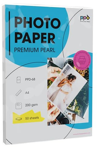 PPD 50 Sheets A4 Inkjet Premium Satin (Lustre) Photo Paper 200gsm Professional Grade PPD-68-50
