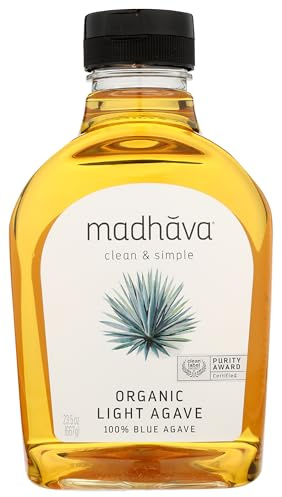 Madhava Naturally Sweet Organic Blue Agave Low-Glycemic Sweetener, Golden Light, 23.5 Ounce