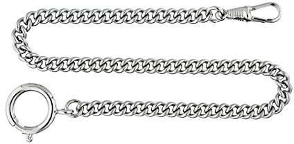 Hermann Jäckle Taschenuhrkette KM1 Messing vernickelt Silberfarben 30 cm | Made in Germany