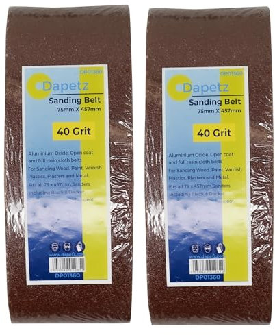 Dapetz ® Sanding Belt 75mm x 457mm Very Coarse 40 Grit Sander for Hardwood, Softwood, Grinding, Sharpening & Derusting Compatible with Bosch, Black & Decker & Makita Sander 10PCS