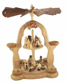Rudolphs Schatzkiste Pyramid Two-Story Forest Worker with tealights 40cm Table Pyramid Erzgebirge Wood