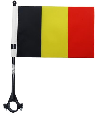 AZ FLAG Drapeau Vélo Belgique 21x15 cm Drapeau Belge Polyester Léger Hampe | Usage extérieur Drapeau pour vélo België finition légère résistante à l’extérieur avec mât en plastique