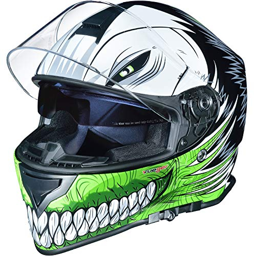 RT-824 Integralhelm Motorradhelm Kinderhelm Motorrad Integral Roller Helm rueger, Farbe:Green Hollow, Größe:61-62