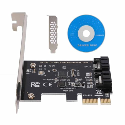 Zerone 2 Port PCI-E SATA Karte, PCI Express SATA 3.0 Controller 6 Gbit/s PCIe Karte SATA III Erweiterungskarte PCI-E Karten für /Vista/Linux